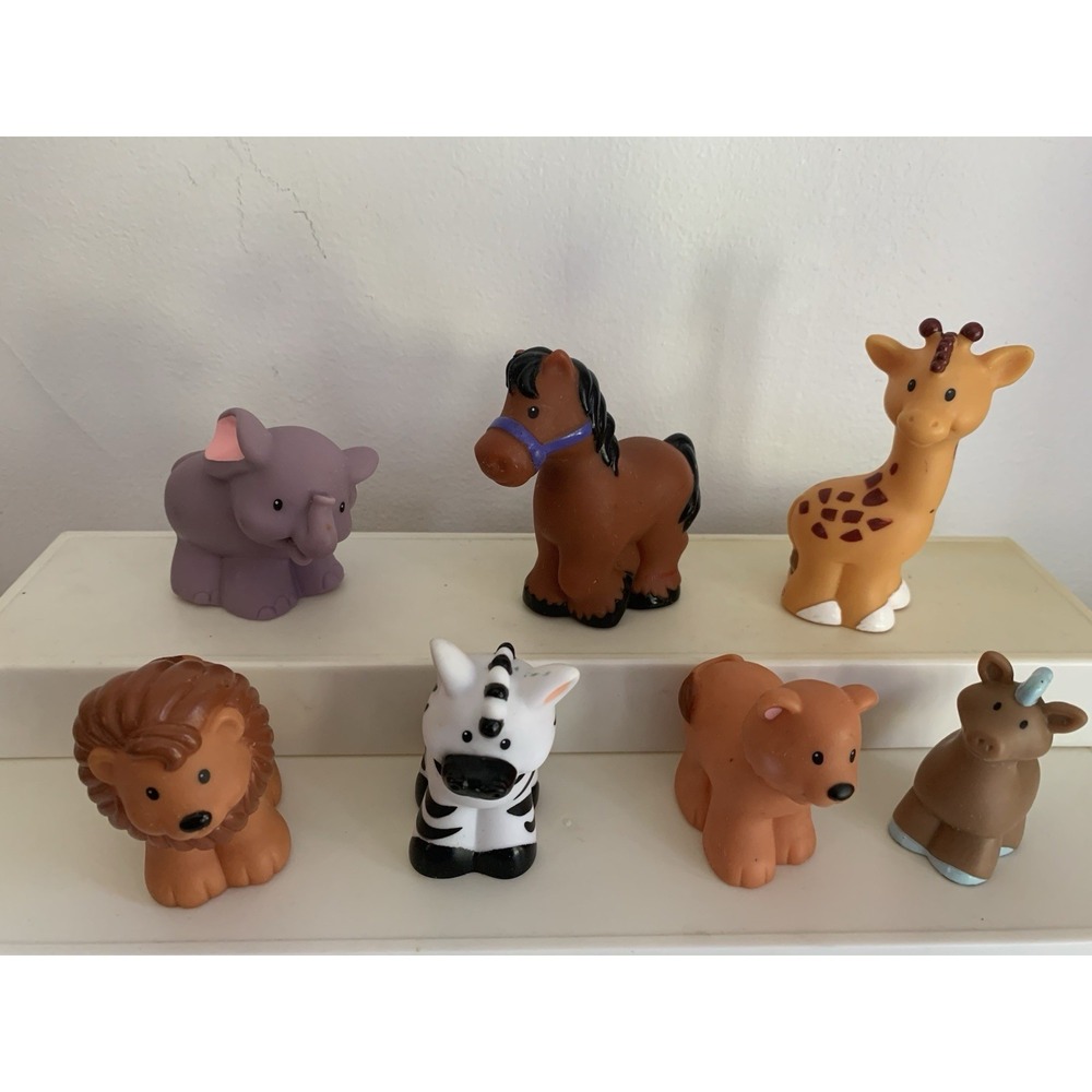 Lot of 7 Fisher Price Little People Zoo Farm Noah's Ark Animals Horse Zebra